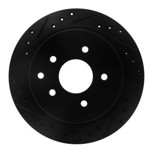 Infiniti Q45 Brake Rotor (1) - Rear Left - R1 Concepts - Drilled & Slotted - Black - `93-`01